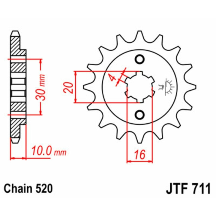 Kit chaîne JT 520X1R 14/39 renforcée - couronne standard