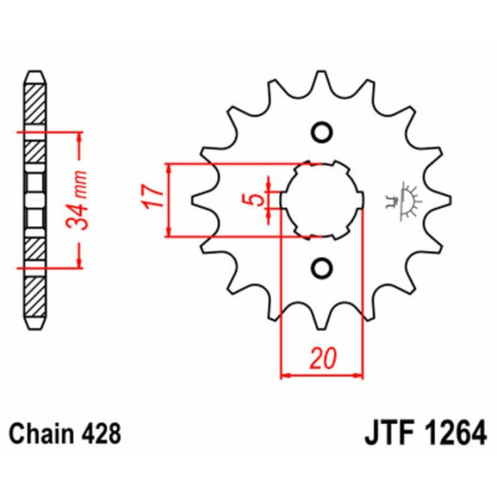 Kit chaîne JT 428HDR 15/51 renforcée - couronne standard