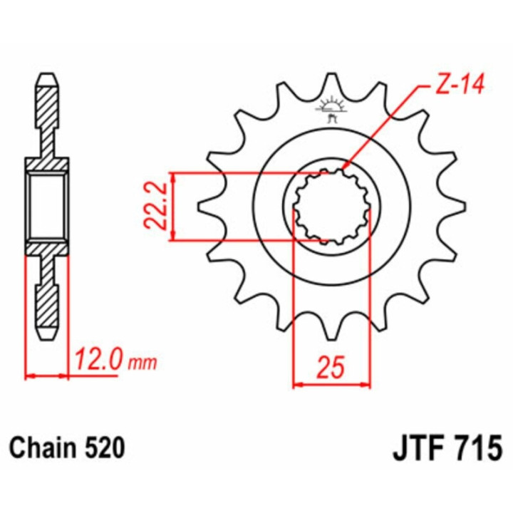 Kit chaîne JT 520X1R 13/51 renforcée - couronne standard