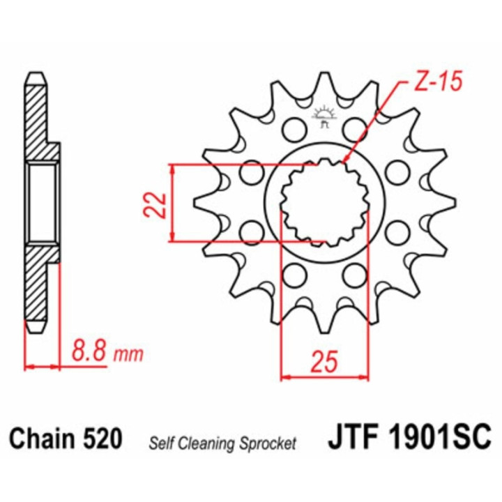 Kit chaîne JT 520X1R3 13/50 renforcée - couronne ultra-light anti-boue
