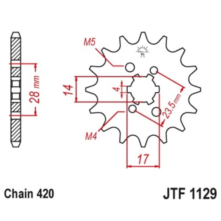 Kit chaîne JT 420HDR 15/53 renforcée - couronne standard