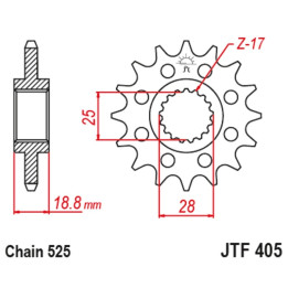 Kit chaîne JT 525Z3 20/47 super-renforcée - couronne standard