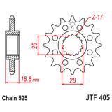 Kit chaîne JT 525Z3 20/47 super-renforcée - couronne standard