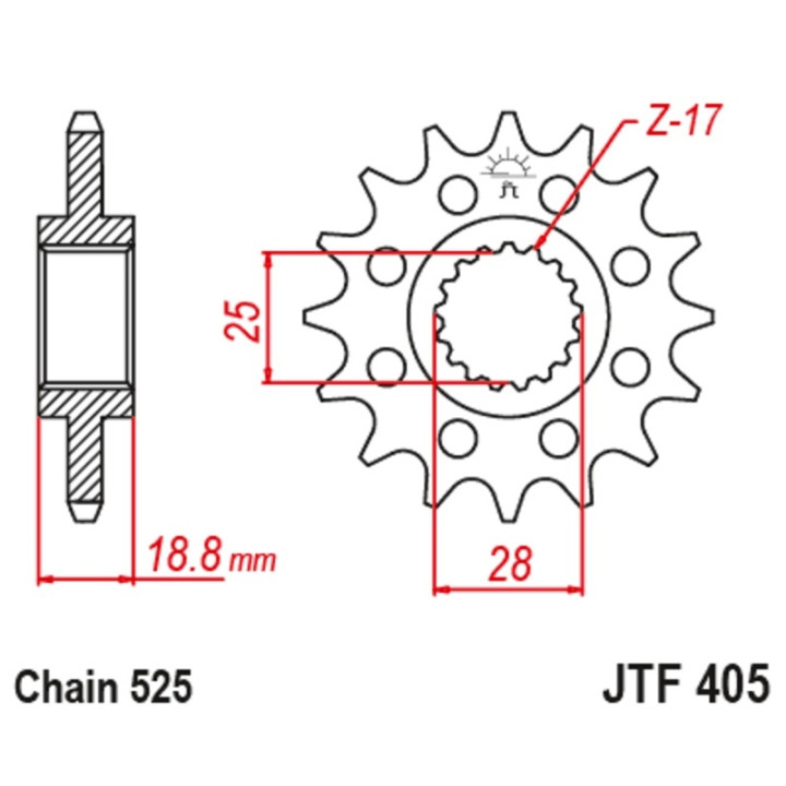 Kit chaîne JT 525Z3 20/47 super-renforcée - couronne standard