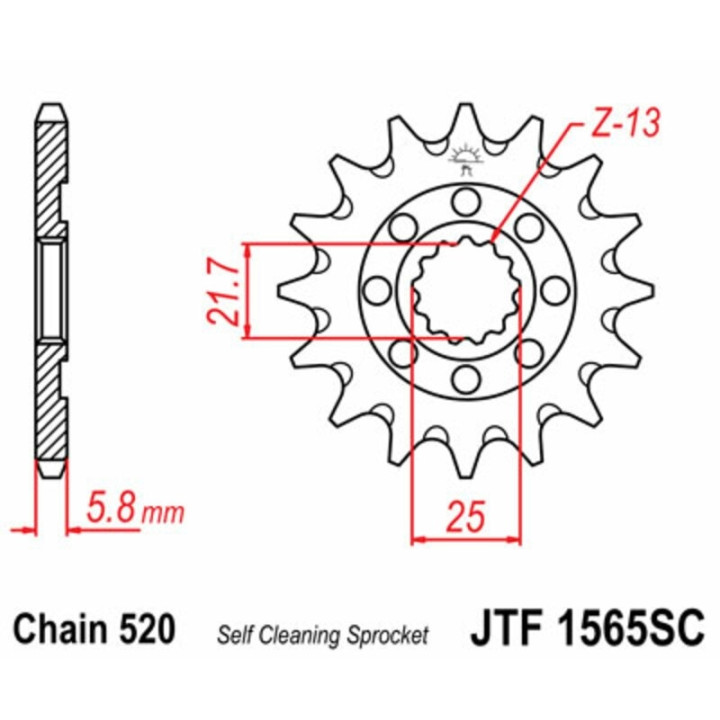 Kit chaîne JT 520X1R 13/50 renforcée - couronne anti-boue