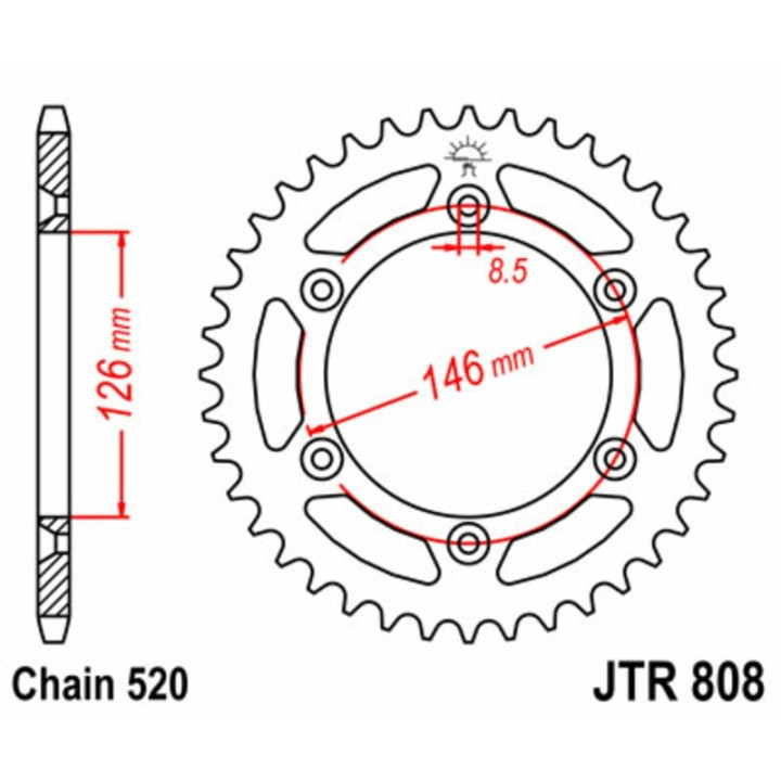 Kit chaîne JT 525X1R3 14/41 renforcée - couronne standard