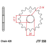 Kit chaîne JT 428HDR 16/53 renforcée - couronne standard