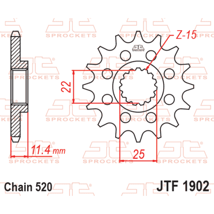 Kit chaîne JT 520HDS 17/38 super-renforcée - couronne ultra-light anti-boue