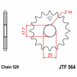 Kit chaîne JT 520X1R 12/50 renforcée - couronne standard