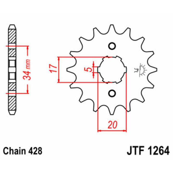 Kit chaîne JT/JT 428HDR 15/47 standard - couronne standard