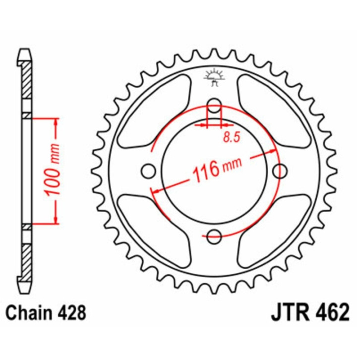 Kit chaîne JT 428HDR 14/50 renforcée - couronne standard