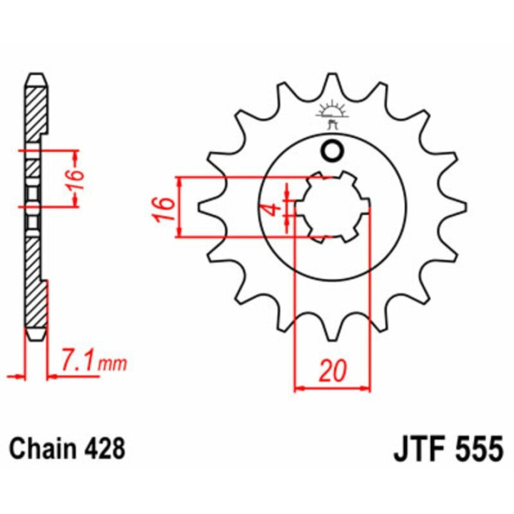 Kit chaîne JT 428HDR 14/50 renforcée - couronne standard