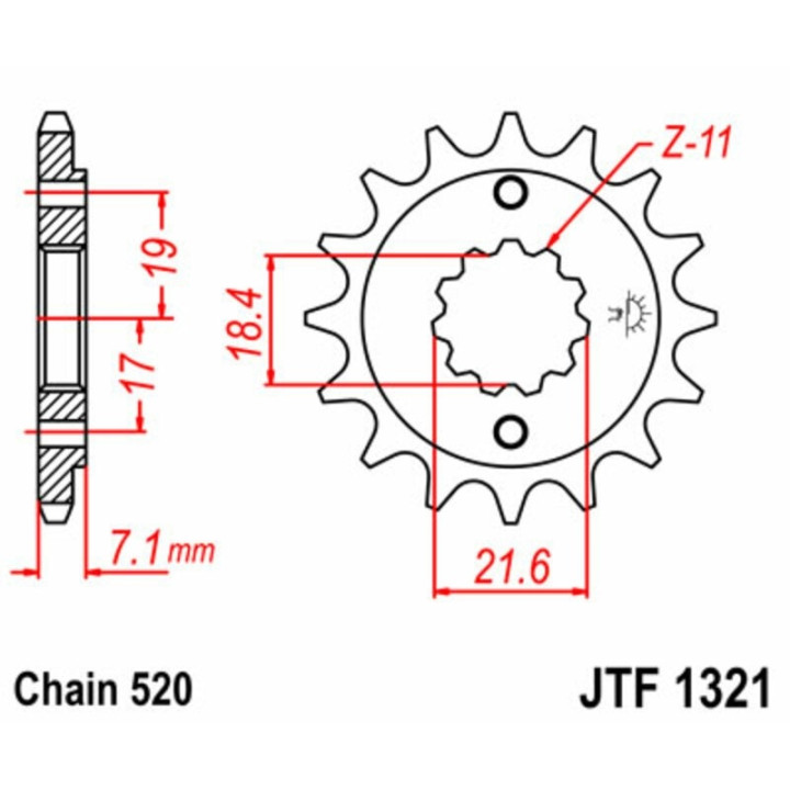 Kit chaîne JT 525X1R3 13/48 renforcée - couronne standard