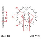 Kit chaîne JT 420HDR 12/53 renforcée - couronne standard