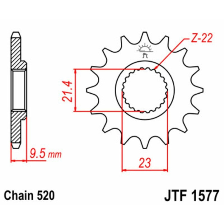 Kit chaîne JT 525X1R3 15/45 renforcée - couronne standard