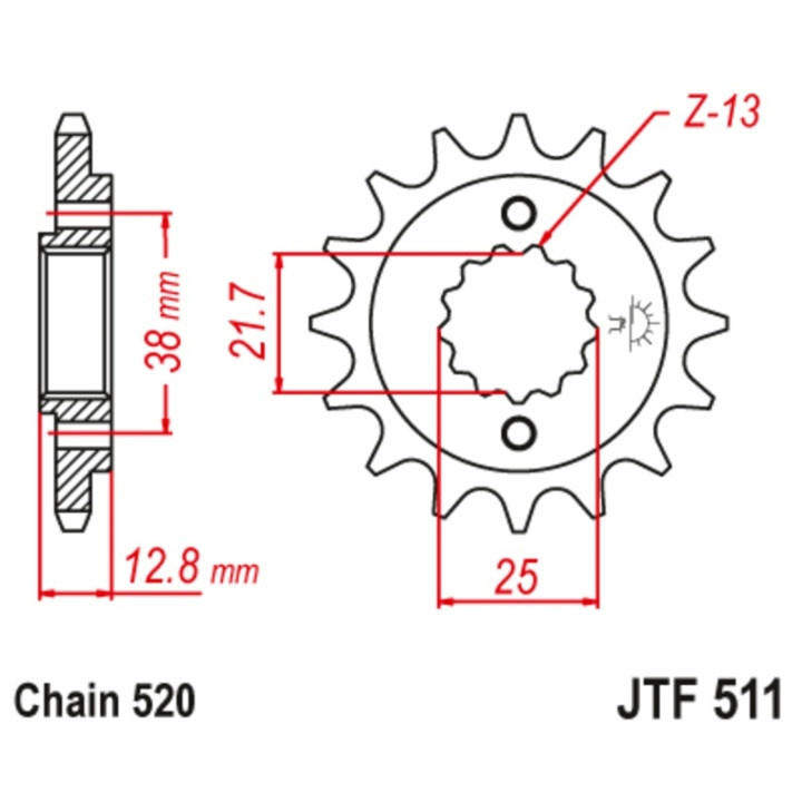 Kit chaîne JT/JT 520X1R3 15/43 standard - couronne standard