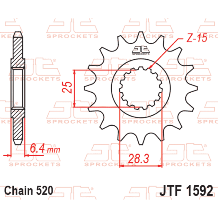 Pignon JT SPROCKETS acier anti-bruit - 520 JTF1592.14RB