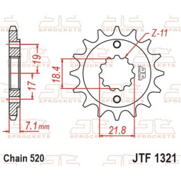 Pignon JT SPROCKETS acier anti-bruit - 520 JTF1321.14RB