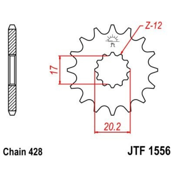 Pignon JT SPROCKETS acier standard - 428 JTF1556.12 | Oxmoto