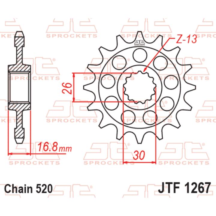 Pignon JT SPROCKETS acier anti-bruit - 520 JTF1267.16RB