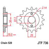 Pignon JT SPROCKETS acier anti-bruit - 520 JTF736.15RB