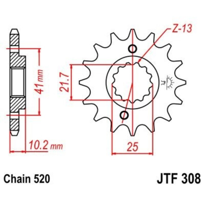 Pignon JT SPROCKETS acier anti-bruit - 520 JTF308.15RB