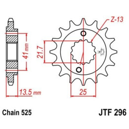 Pignon JT SPROCKETS acier anti-bruit - 525 JTF296.16RB