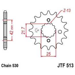 Pignon JT SPROCKETS acier anti-bruit - 530 JTF513.18RB
