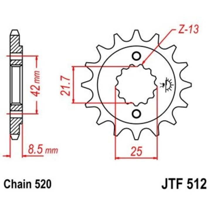 Pignon JT SPROCKETS acier anti-bruit - 520 JTF512.16RB