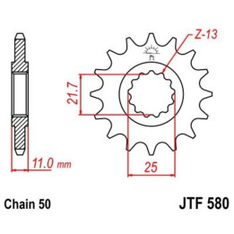 Pignon JT SPROCKETS acier anti-bruit - 530 JTF580.17RB
