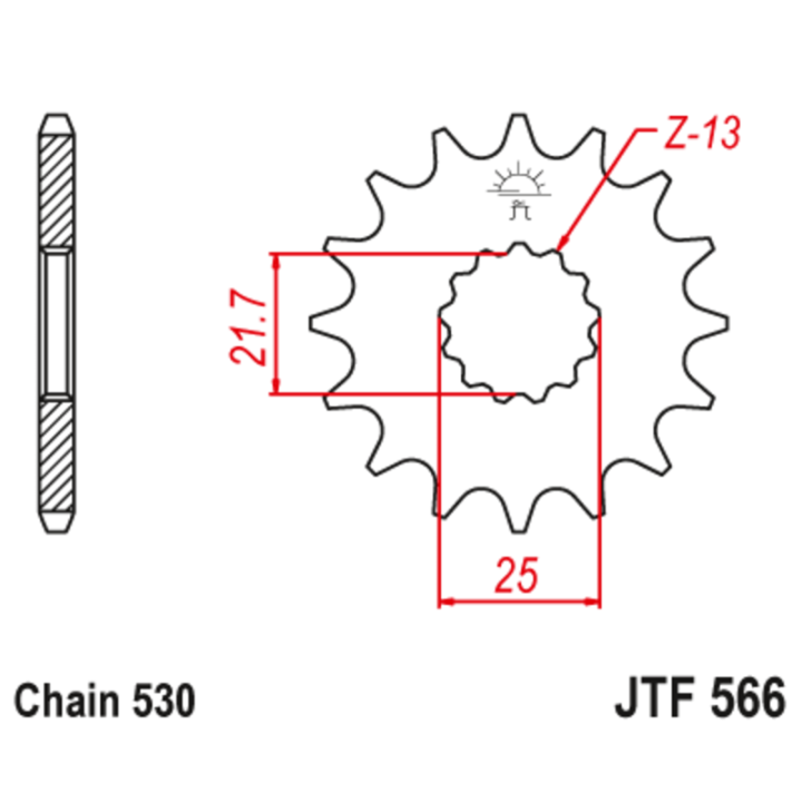 Pignon JT SPROCKETS acier anti-bruit - 530 JTF566.15RB