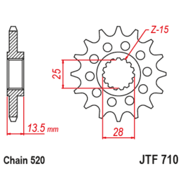 Pignon JT SPROCKETS acier anti-bruit - 520 JTF710.15RB