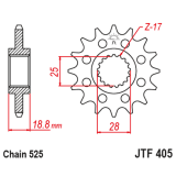Pignon JT SPROCKETS acier anti-bruit - 525 JTF405.19RB