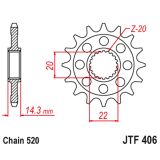 Pignon JT SPROCKETS acier anti-bruit - 520 JTF406.16RB