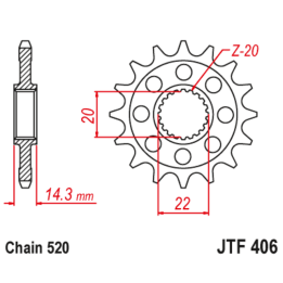 Pignon JT SPROCKETS acier anti-bruit - 520 JTF406.15RB