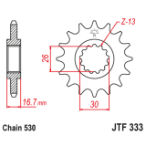 Pignon JT SPROCKETS acier anti-bruit - 530 JTF333.15RB