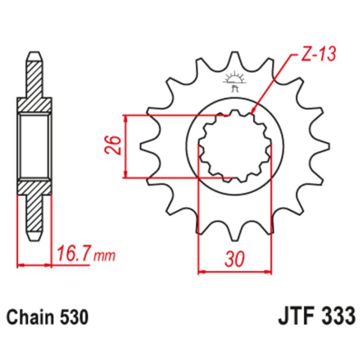 Pignon JT SPROCKETS acier anti-bruit - 530 JTF333.15RB