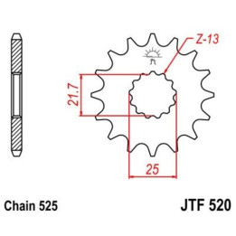 Pignon JT SPROCKETS acier anti-bruit - 525 JTF520.14RB