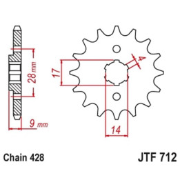 Pignon JT SPROCKETS acier standard - 428 JTF712.13 | Oxmoto