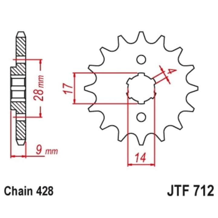 Pignon JT SPROCKETS acier standard - 428 JTF712.13 | Oxmoto
