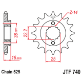 Pignon JT SPROCKETS acier anti-bruit - 525 JTF740.15RB