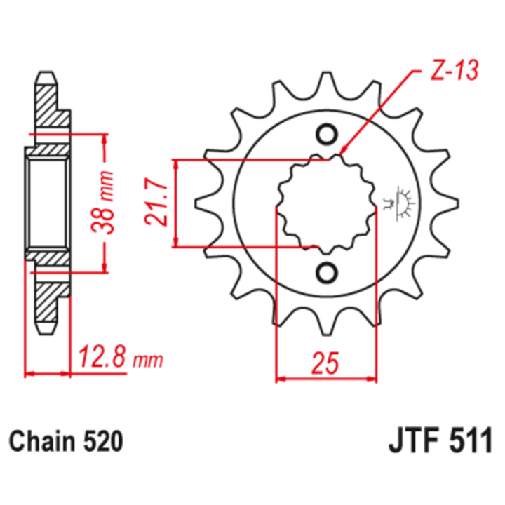 Pignon JT SPROCKETS acier anti-bruit - 520 JTF511.15RB