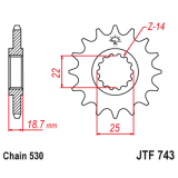 Pignon JT SPROCKETS acier anti-bruit - 530 JTF743.15RB