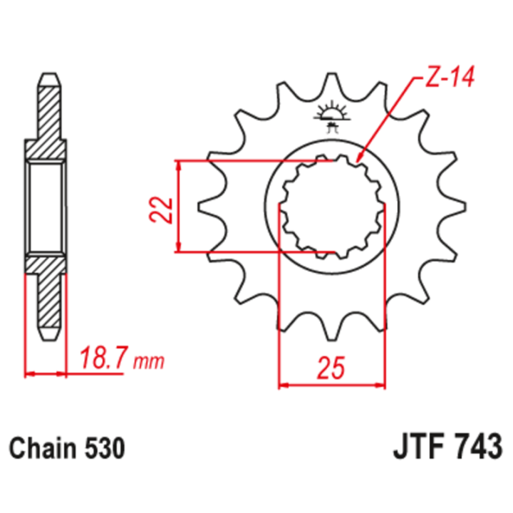 Pignon JT SPROCKETS acier anti-bruit - 530 JTF743.15RB