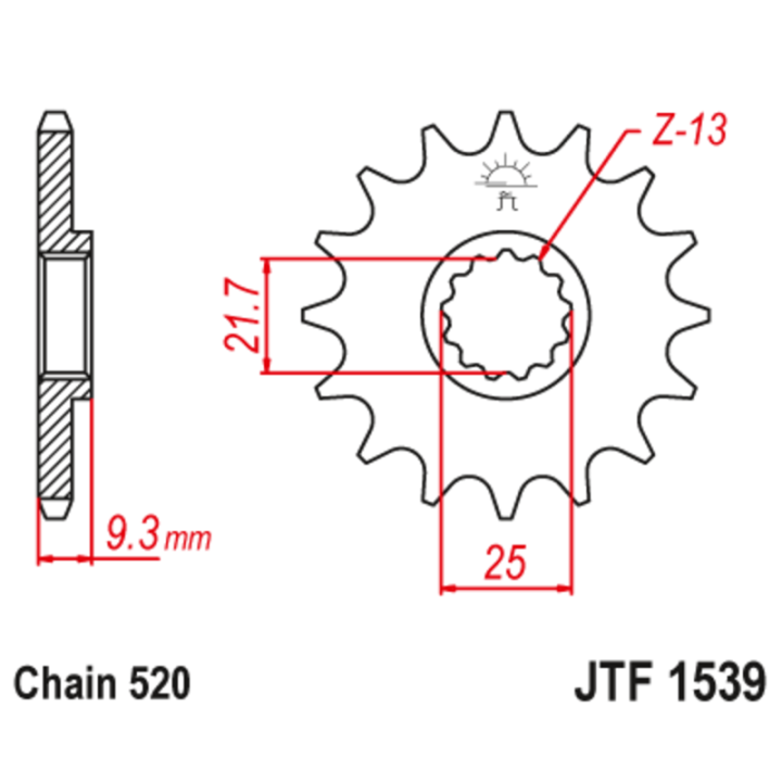 Pignon JT SPROCKETS acier anti-bruit - 520 JTF1539.14RB