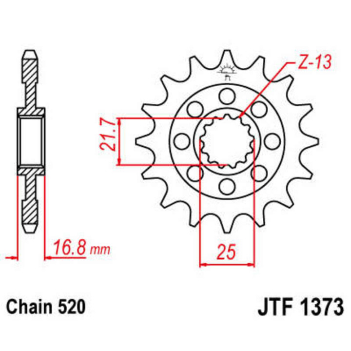 Pignon JT SPROCKETS acier standard - 520 JTF1373.17 | Oxmoto