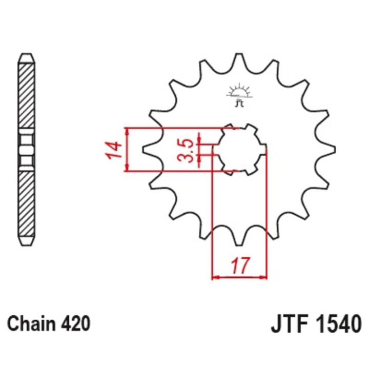 Pignon JT SPROCKETS acier standard - 420 JTF1540.14 | Oxmoto