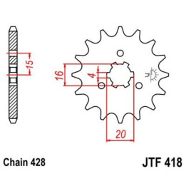 Pignon JT SPROCKETS acier standard - 428 JTF418.15 | Oxmoto
