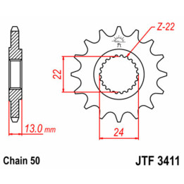 Pignon JT SPROCKETS acier standard - 530 JTF3411.16 | Oxmoto