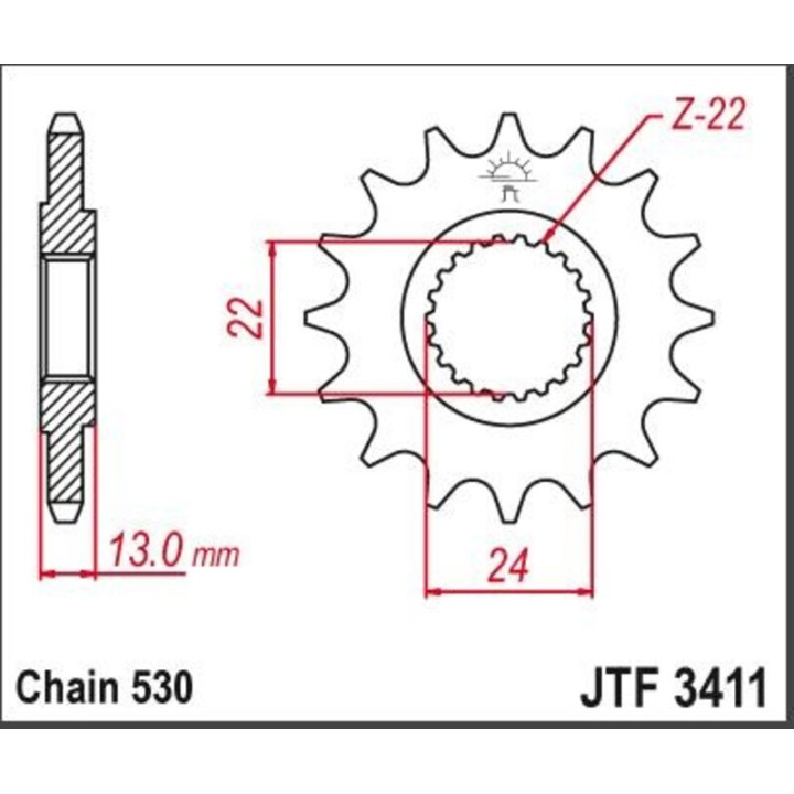 Pignon JT SPROCKETS acier standard - 530 JTF3411.16 | Oxmoto